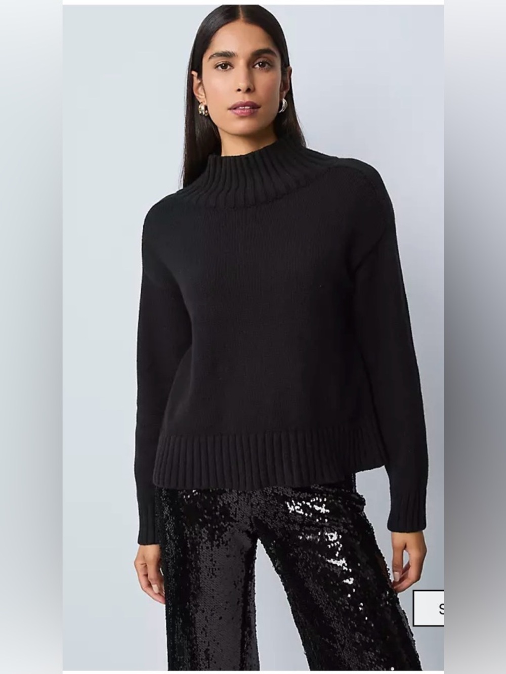 Ann Taylor factory Classic Black Ribbed Mock Neck Top. Size XS P